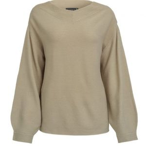 LiZEY Women’s V-neck Pullover Sweater Oatmeal